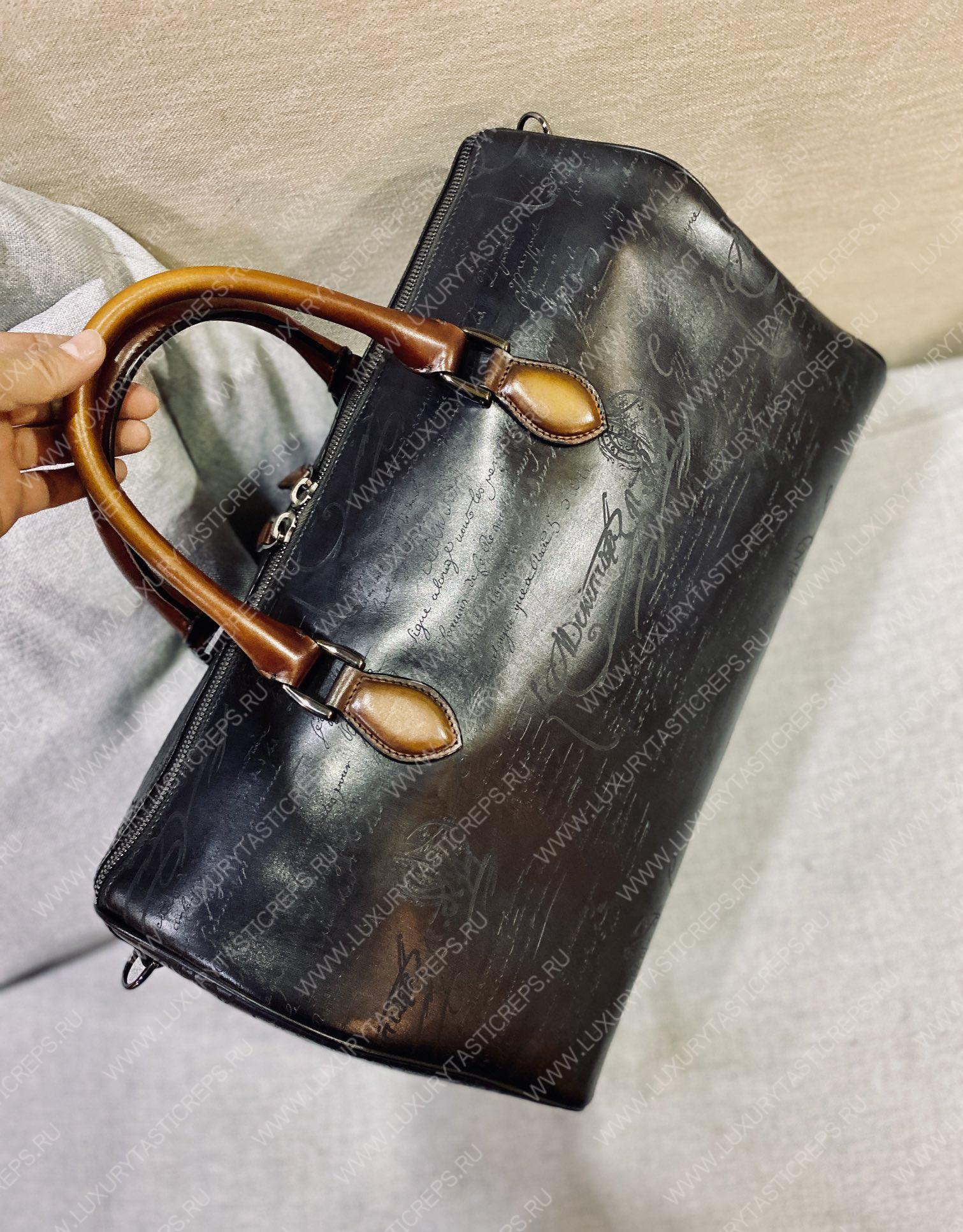 BERLUTI JOUR OFF SCRITTO TRAVEL BAG BROWN AND BLACK JOUR_OFF_MM_NEO-V2