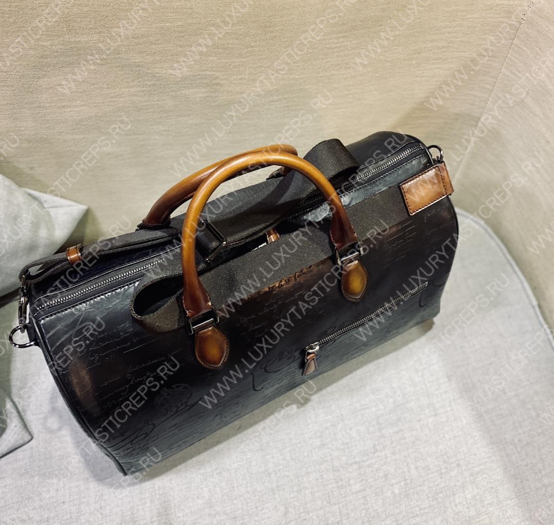 BERLUTI JOUR OFF SCRITTO TRAVEL BAG BROWN AND BLACK JOUR_OFF_MM_NEO-V2