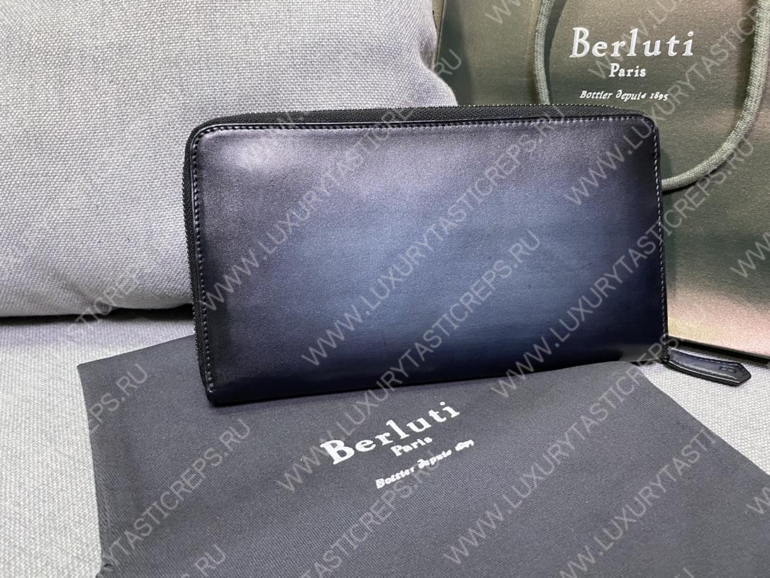BERLUTI ITAUBA LEATHER LONG ZIPPED WALLET BLACK JOUR-V2
