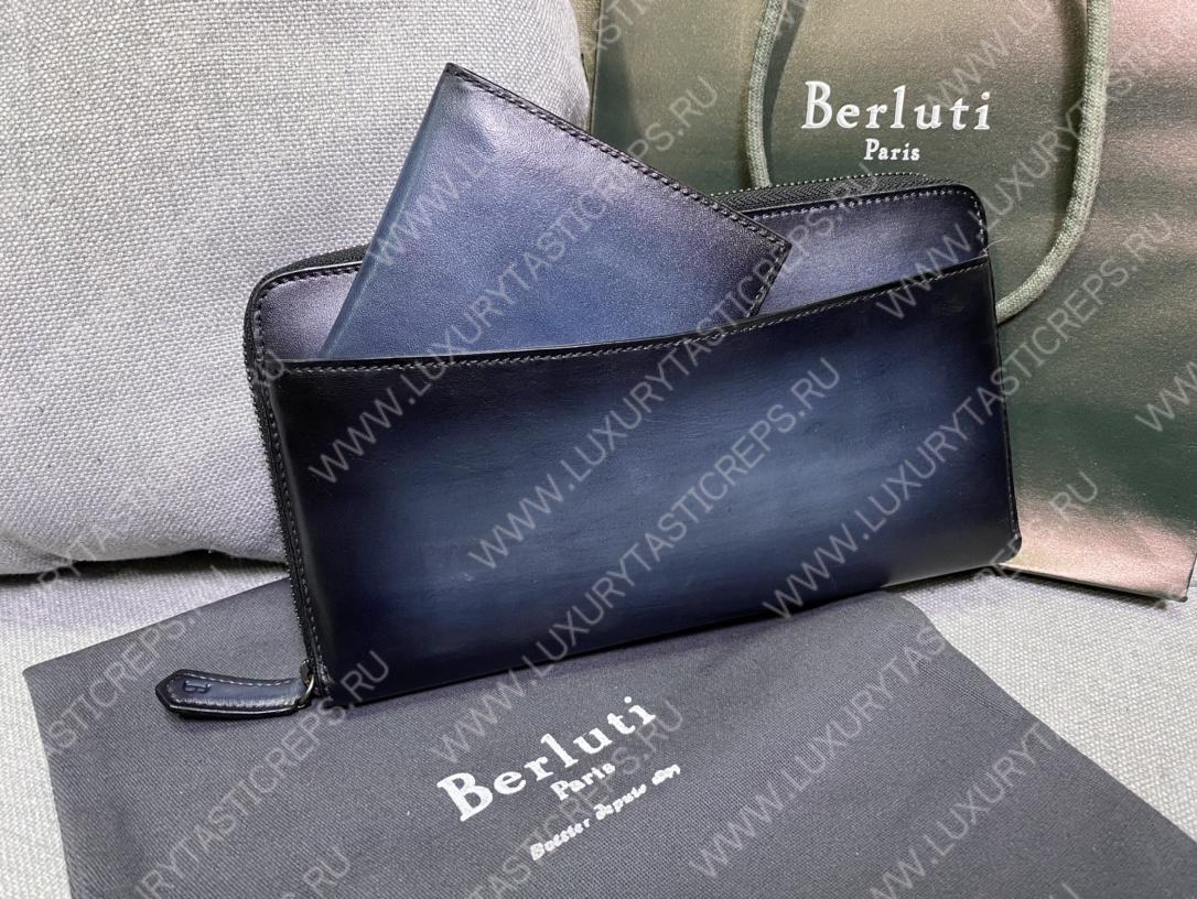BERLUTI ITAUBA LEATHER LONG ZIPPED WALLET BLACK JOUR-V2